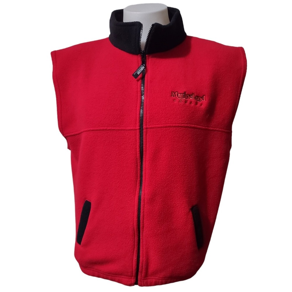 Vintage GGS Vest Jacket Canada Men's Large Full Zip Embroidered Marine Land Red